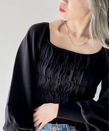 one way | 【oneway Jeans】シャーリングBIGスリーブトップス(ニット/セーター)