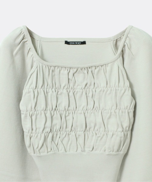 one way（ワンウェイ）の「シャーリングBIGスリーブトップス（ニット/セーター・レディース・ライトグレー/ライトブルー/ブラック/ライトブラウン/ライトグリーン・FREE）」の7枚目の写真