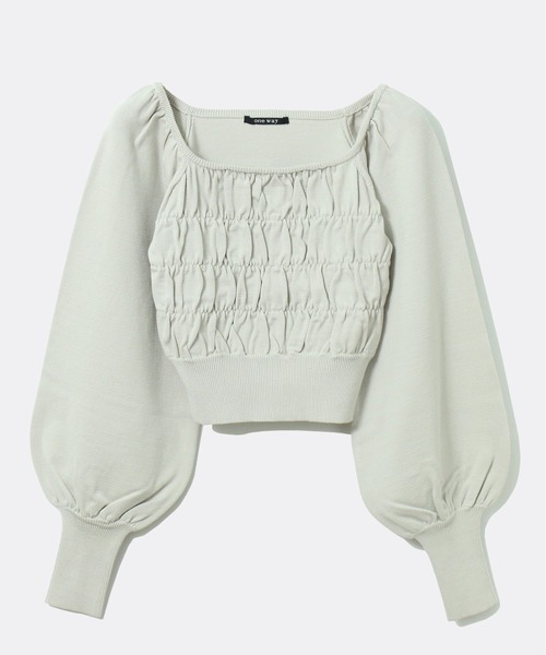 one way（ワンウェイ）の「シャーリングBIGスリーブトップス（ニット/セーター・レディース・ライトグレー/ライトブルー/ブラック/ライトブラウン/ライトグリーン・FREE）」の13枚目の写真