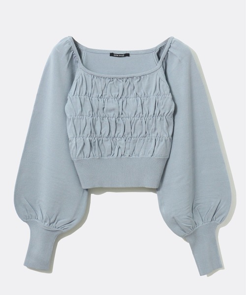 one way（ワンウェイ）の「シャーリングBIGスリーブトップス（ニット/セーター・レディース・ライトグレー/ライトブルー/ブラック/ライトブラウン/ライトグリーン・FREE）」の11枚目の写真