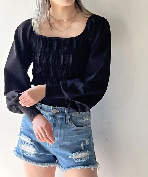 one way（ワンウェイ）の「シャーリングBIGスリーブトップス（ニット/セーター・レディース・ライトグレー/ライトブルー/ブラック/ライトブラウン/ライトグリーン・FREE）」の19枚目の写真