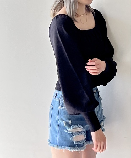 one way（ワンウェイ）の「シャーリングBIGスリーブトップス（ニット/セーター・レディース・ライトグレー/ライトブルー/ブラック/ライトブラウン/ライトグリーン・FREE）」の18枚目の写真