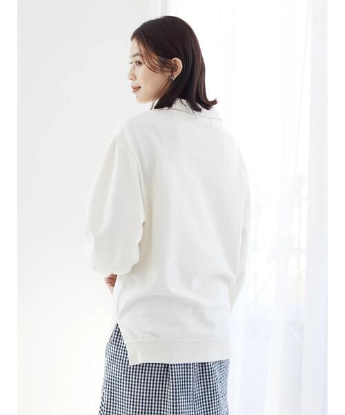 Green Parks(グリーンパークス)の「スタンドハーフジッププルオーバー(パーカー・レディース・ライトベージュ/ネイビー/グリーン・FREE)」の6枚目の写真