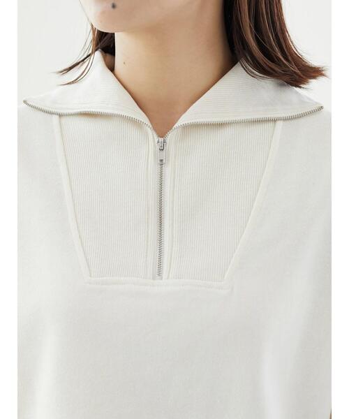 Green Parks(グリーンパークス)の「スタンドハーフジッププルオーバー(パーカー・レディース・ライトベージュ/ネイビー/グリーン・FREE)」の7枚目の写真