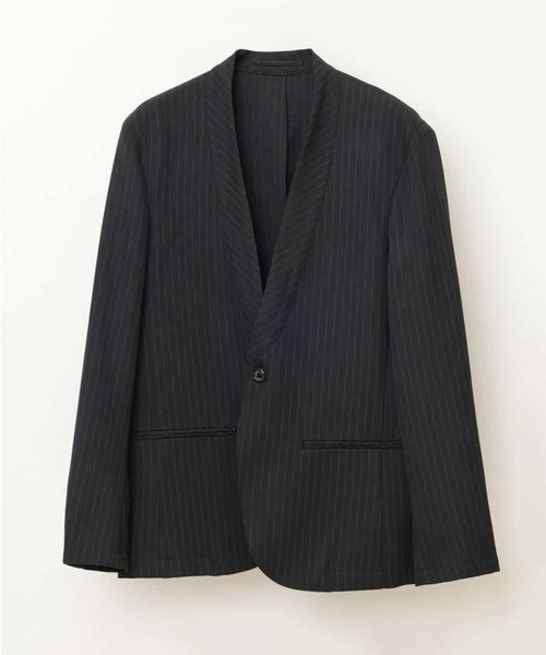 MICHEL KLEIN HOMME (ミッシェルクランオム)の「ストライプジャケット(ノーカラージャケット・メンズ・ブラック/ベージュ・MEDIUM/LARGE/X-LARGE)」の2枚目の写真