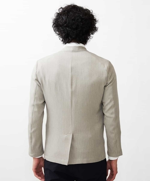 MICHEL KLEIN HOMME (ミッシェルクランオム)の「ストライプジャケット(ノーカラージャケット・メンズ・ブラック/ベージュ・MEDIUM/LARGE/X-LARGE)」の5枚目の写真