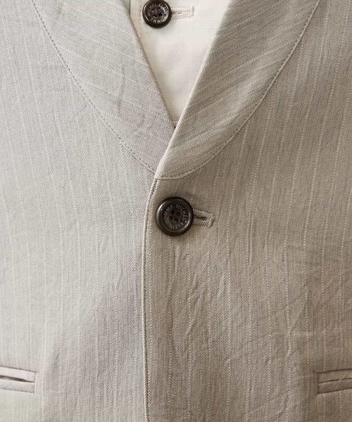 MICHEL KLEIN HOMME (ミッシェルクランオム)の「ストライプジャケット(ノーカラージャケット・メンズ・ブラック/ベージュ・MEDIUM/LARGE/X-LARGE)」の8枚目の写真