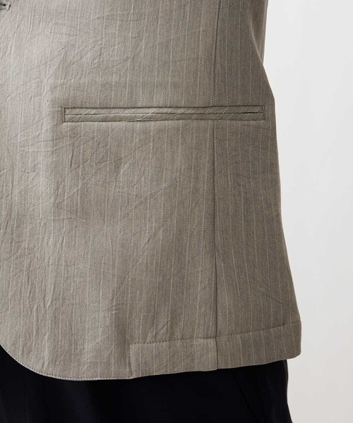 MICHEL KLEIN HOMME (ミッシェルクランオム)の「ストライプジャケット(ノーカラージャケット・メンズ・ブラック/ベージュ・MEDIUM/LARGE/X-LARGE)」の9枚目の写真