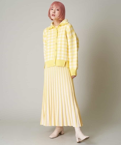 A de a.v.v（アードアー・ヴェ・ヴェ）の「ジャガードギンガムチェックカーディガン（カーディガン/ボレロ・レディース・レッド/イエロー/グリーン・39）」の12枚目の写真