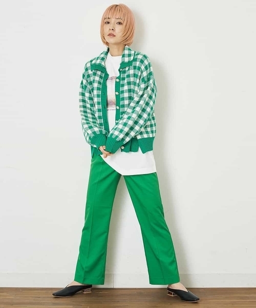 A de a.v.v（アードアー・ヴェ・ヴェ）の「ジャガードギンガムチェックカーディガン（カーディガン/ボレロ・レディース・レッド/イエロー/グリーン・39）」の16枚目の写真