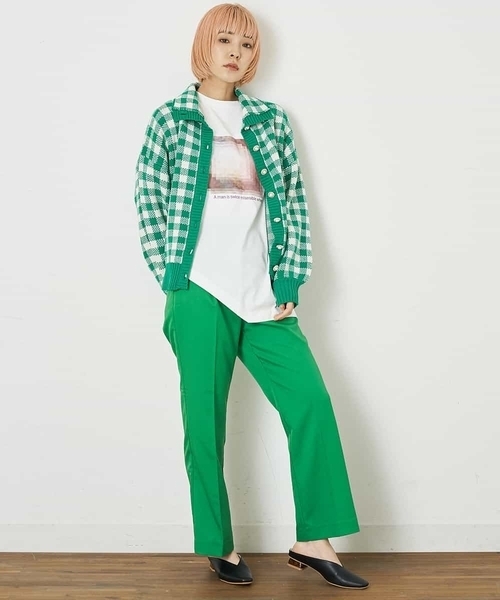 A de a.v.v（アードアー・ヴェ・ヴェ）の「ジャガードギンガムチェックカーディガン（カーディガン/ボレロ・レディース・レッド/イエロー/グリーン・39）」の11枚目の写真