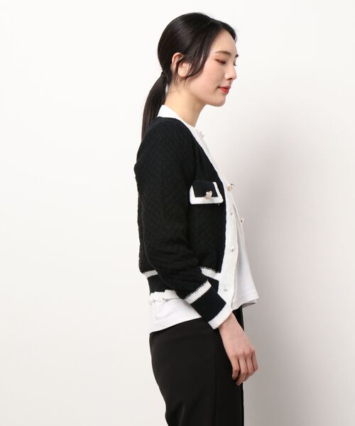 VIBGYOR Women(ヴィブジョー ウィメン)の「【KOREA SELECT】バイカラー ニット カーディガン(カーディガン/ボレロ・レディース・ホワイト/ブラック・FREE)」の7枚目の写真