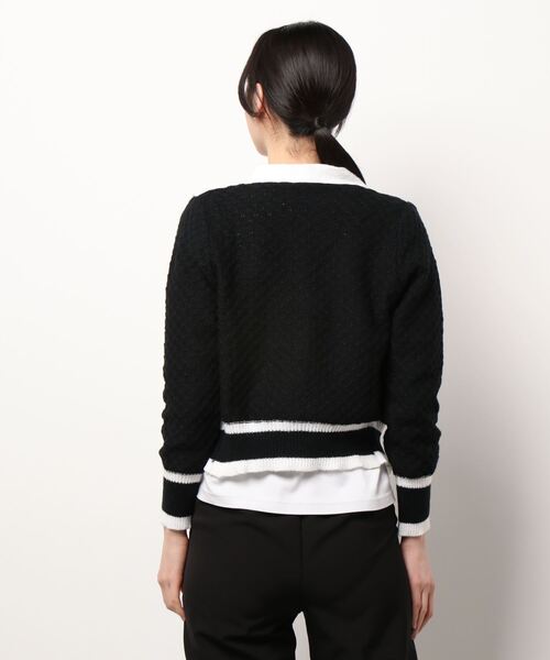 VIBGYOR Women(ヴィブジョー ウィメン)の「【KOREA SELECT】バイカラー ニット カーディガン(カーディガン/ボレロ・レディース・ホワイト/ブラック・FREE)」の8枚目の写真