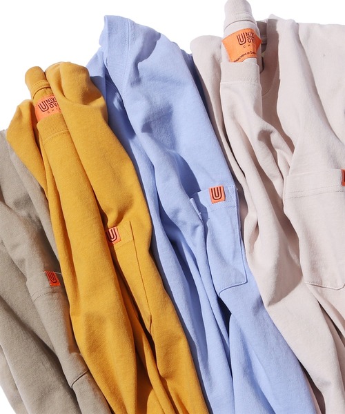 UNIVERSAL OVERALL(ユニバーサルオーバーオール)の「UNIVERSAL OVERALL/ユニバーサルオーバーオール POCKET TEE_PIGMENTDYE ポケットTピグメント 半袖Tシャツ(Tシャツ/カットソー・メンズ・ベージュ/オリーブ/サックスブルー/マスタード・M/XL/L)」の3枚目の写真