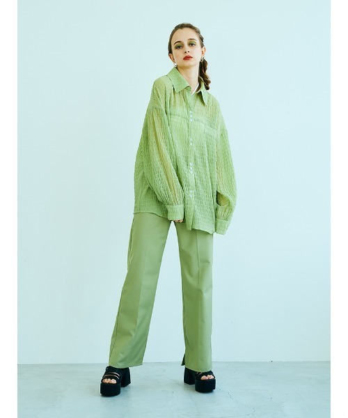 ENVYM(アンビー)の「プリーテッドルーズSH(シャツ/ブラウス・レディース・ホワイト/ブラック/グリーン・FREE)」の7枚目の写真