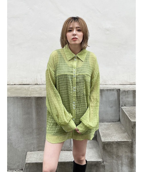 ENVYM(アンビー)の「プリーテッドルーズSH(シャツ/ブラウス・レディース・ホワイト/ブラック/グリーン・FREE)」の12枚目の写真