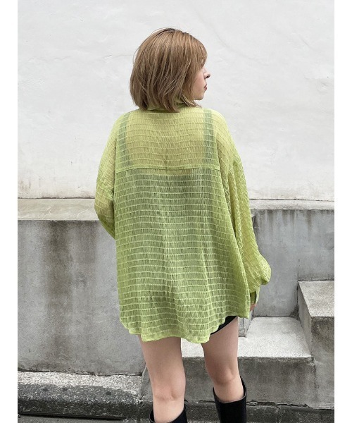 ENVYM(アンビー)の「プリーテッドルーズSH(シャツ/ブラウス・レディース・ホワイト/ブラック/グリーン・FREE)」の14枚目の写真