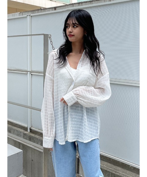 ENVYM(アンビー)の「プリーテッドルーズSH(シャツ/ブラウス・レディース・ホワイト/ブラック/グリーン・FREE)」の15枚目の写真