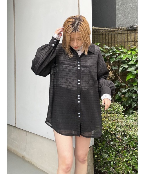 ENVYM(アンビー)の「プリーテッドルーズSH(シャツ/ブラウス・レディース・ホワイト/ブラック/グリーン・FREE)」の20枚目の写真