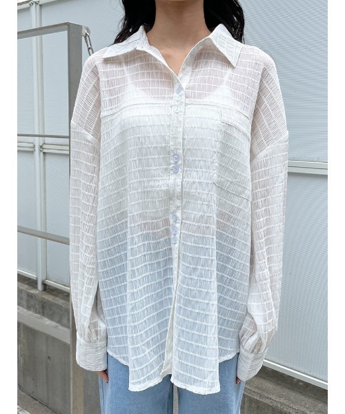 ENVYM(アンビー)の「プリーテッドルーズSH(シャツ/ブラウス・レディース・ホワイト/ブラック/グリーン・FREE)」の22枚目の写真