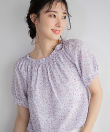 小花柄プリントオフショルブラウス