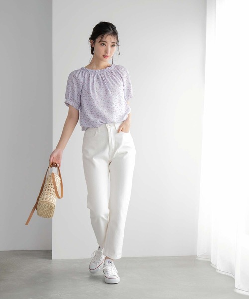 fifth(フィフス)の「小花柄プリントオフショルブラウス(Tシャツ/カットソー・レディース・ブラック/ラベンダー・M)」の7枚目の写真