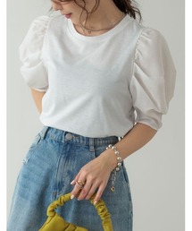 Re:EDIT | パワーショルダー5分袖カットソーTシャツ(Tシャツ/カットソー)