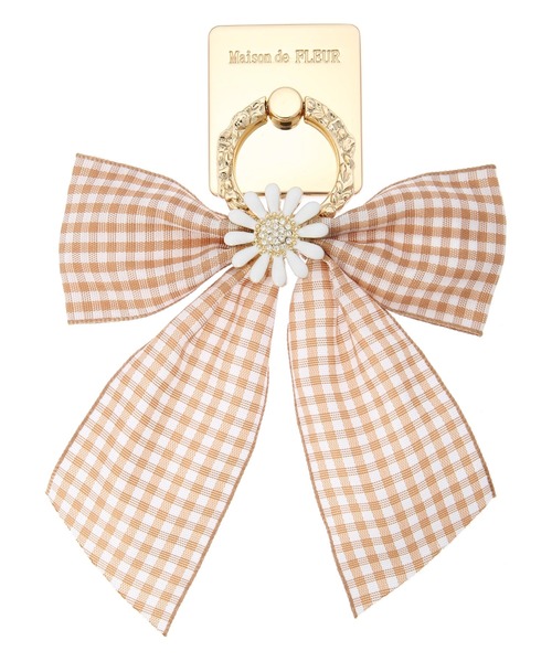 Maison de FLEUR(メゾンドフルール)の「EC限定フラワービジューギンガムスマホリング(スマホグッズ・レディース・ベージュ/ネイビー/サックスブルー・FREE)」の12枚目の写真