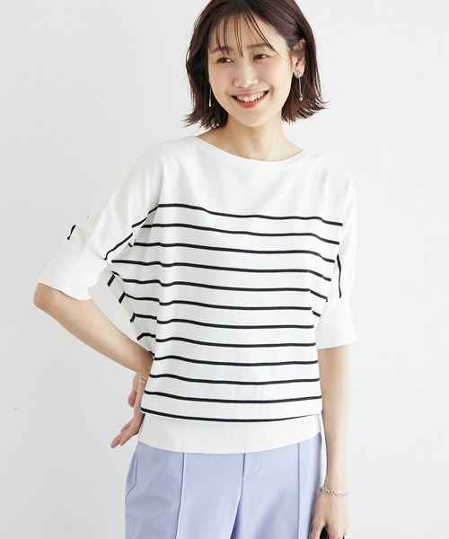 ROPE' PICNIC(ロペピクニック)の「オーガニックコットンドルマンニットプルオーバー(ニット/セーター・レディース・スミクロ/グレー系その他/オフホワイト/ホワイト系その他5/グリーン/ブルー・38)」の2枚目の写真