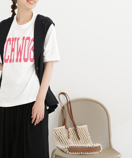 Cutie Blonde（キューティーブロンド）の「◆カレッジBIGロゴTシャツ（Tシャツ/カットソー・レディース・チャコールグレー/オフホワイト/オレンジ/ライトベージュ・02/03）」の2枚目の写真