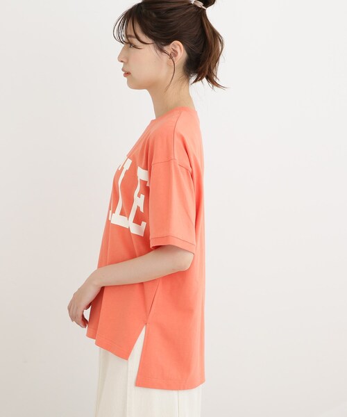 Cutie Blonde（キューティーブロンド）の「◆カレッジBIGロゴTシャツ（Tシャツ/カットソー・レディース・チャコールグレー/オフホワイト/オレンジ/ライトベージュ・02/03）」の6枚目の写真