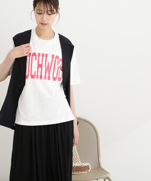 Cutie Blonde（キューティーブロンド）の「◆カレッジBIGロゴTシャツ（Tシャツ/カットソー・レディース・チャコールグレー/オフホワイト/オレンジ/ライトベージュ・02/03）」の12枚目の写真