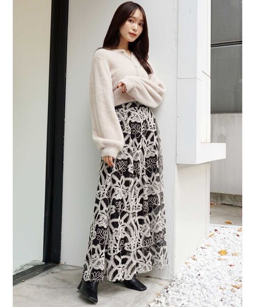 MERCURYDUO（マーキュリーデュオ）の「ミニシャギーロングスリーブニットカーディガン（カーディガン/ボレロ・レディース・アイボリー/ライトブルー/ベージュ/ライトグレー・FREE）」の6枚目の写真