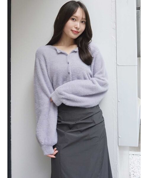 MERCURYDUO（マーキュリーデュオ）の「ミニシャギーロングスリーブニットカーディガン（カーディガン/ボレロ・レディース・アイボリー/ライトブルー/ベージュ/ライトグレー・FREE）」の8枚目の写真