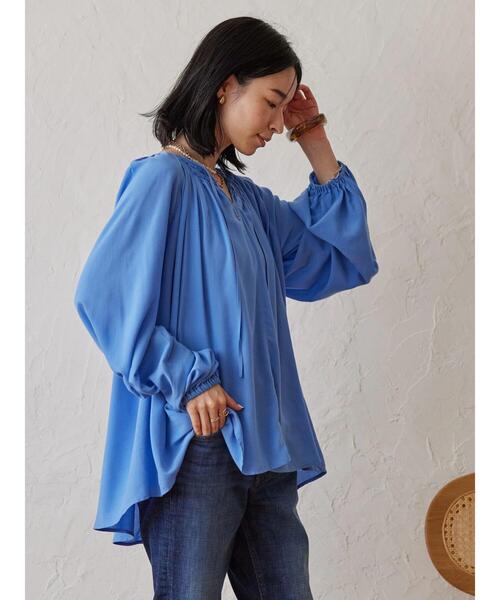 AMERICAN HOLIC（アメリカンホリック）の「レンチングＥＶラグランギャザーブラウス（シャツ/ブラウス・レディース・イエロー/ブルー/ブラック・L/M）」の22枚目の写真