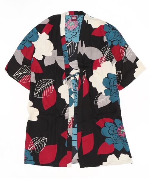 カヤ(カヤ)の「【カヤ】ジャポネズリ 銘仙牡丹UV羽織(カーディガン/ボレロ・レディース・ライトグレー/ネイビー/スミクロ・FREE)」の4枚目の写真