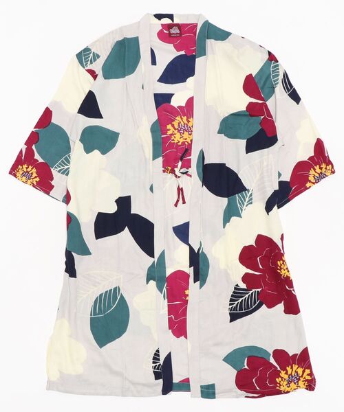 カヤ(カヤ)の「【カヤ】ジャポネズリ 銘仙牡丹UV羽織(カーディガン/ボレロ・レディース・ライトグレー/ネイビー/スミクロ・FREE)」の9枚目の写真