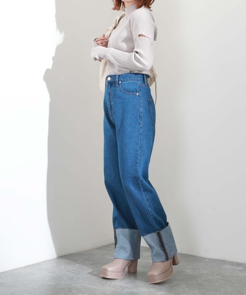 archives（アルシーヴ）の「ロールアップデニムパンツ（デニムパンツ・レディース・ネイビー/ブラック/ブルー・SMALL/MEDIUM）」の5枚目の写真