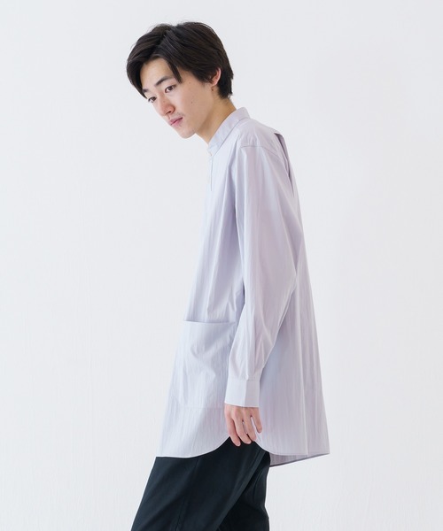 BRICK & SONS（ブリックアンドサンズ）の「SHELTECH リラックスバンドカラーシャツ＜ライトグレー＞（シャツ/ブラウス・メンズ・ライトグレー・LL/S/M/L）」の8枚目の写真