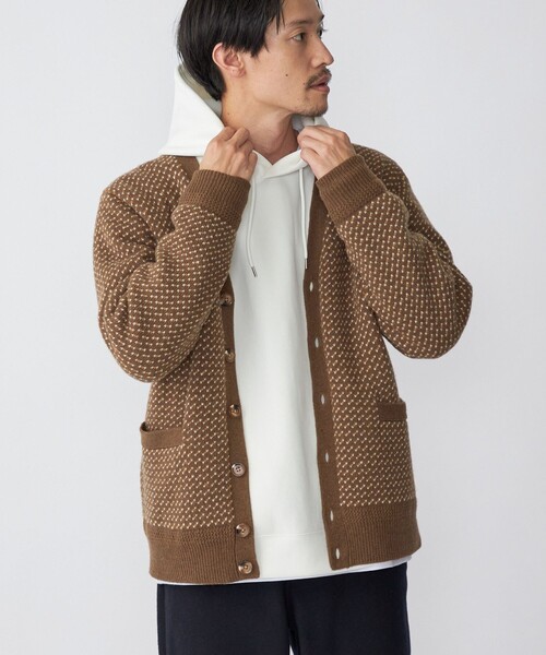 SHIPS(シップス)の「SHIPS: ジャカード バーズアイ Vネック カーディガン(カーディガン/ボレロ・メンズ・ネイビー/グレー/ブラウン・MEDIUM/LARGE/SMALL)」の12枚目の写真