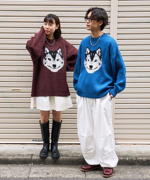 PUBLUX（パブリュクス）の「PUBLUX/パブリュクス ハスキーデザインジャガードニット（ニット/セーター・レディース・ブラック/ブラウン/ブルー・ﾌﾘ-）」の4枚目の写真