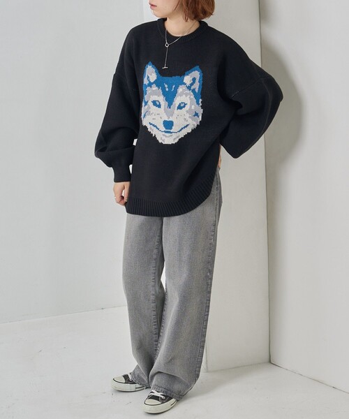 PUBLUX（パブリュクス）の「PUBLUX/パブリュクス ハスキーデザインジャガードニット（ニット/セーター・レディース・ブラック/ブラウン/ブルー・ﾌﾘ-）」の22枚目の写真