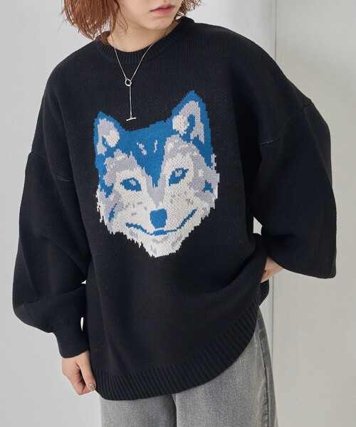 PUBLUX（パブリュクス）の「PUBLUX/パブリュクス ハスキーデザインジャガードニット（ニット/セーター・レディース・ブラック/ブラウン/ブルー・ﾌﾘ-）」の17枚目の写真