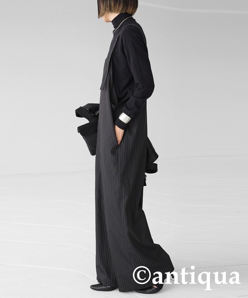 antiqua（アンティカ）の「ストライプサロペット（サロペット/オーバーオール・レディース・ブラック・FREE）」の8枚目の写真