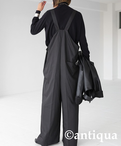 antiqua（アンティカ）の「ストライプサロペット（サロペット/オーバーオール・レディース・ブラック・FREE）」の9枚目の写真