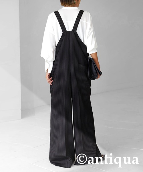 antiqua（アンティカ）の「ストライプサロペット（サロペット/オーバーオール・レディース・ブラック・FREE）」の11枚目の写真