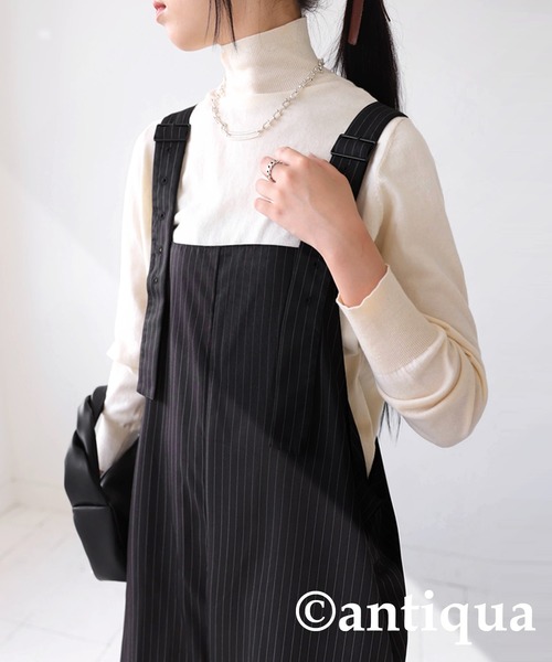 antiqua（アンティカ）の「ストライプサロペット（サロペット/オーバーオール・レディース・ブラック・FREE）」の14枚目の写真
