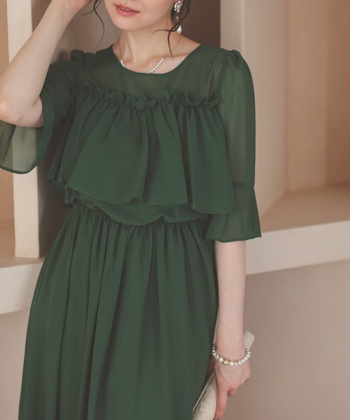 Kana（カナ）の「マタニティ 授乳 シフォン フリル ワンピース