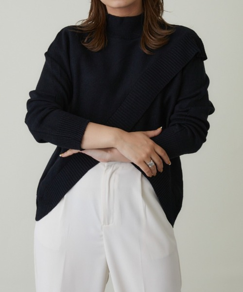 mebole（メボレ）の「ハイネックデザインクロスニット（ニット/セーター・レディース・グレー/ブラック/ベージュ・FREE）」の15枚目の写真
