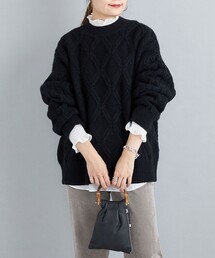 〈手洗い可能〉5Gウールカシミヤデザインケーブルプルオーバー◆